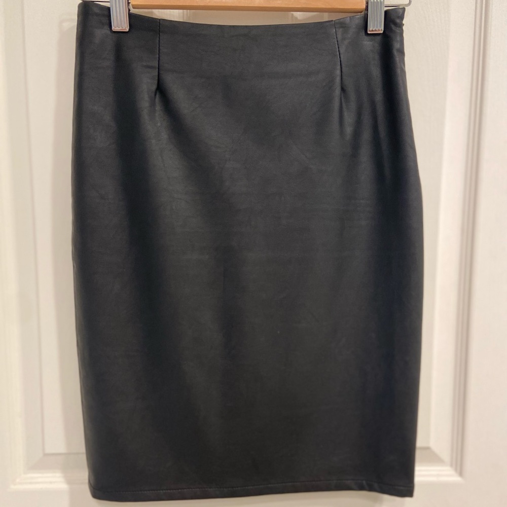 Olivaceous Faux Leather Pencil Skirt